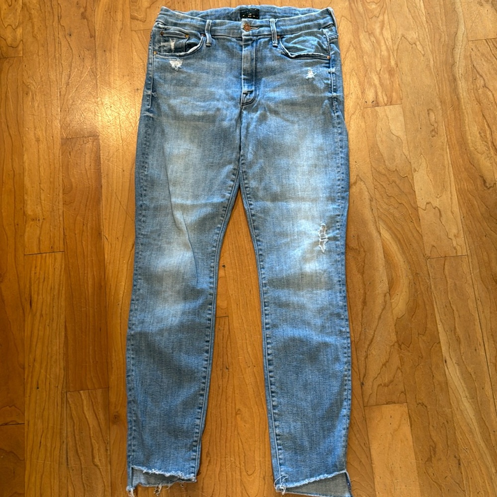 MOTHER denim in “Looker Ankle Step Fray”